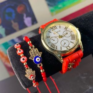 Evil eye bracelet & Geneva Watch